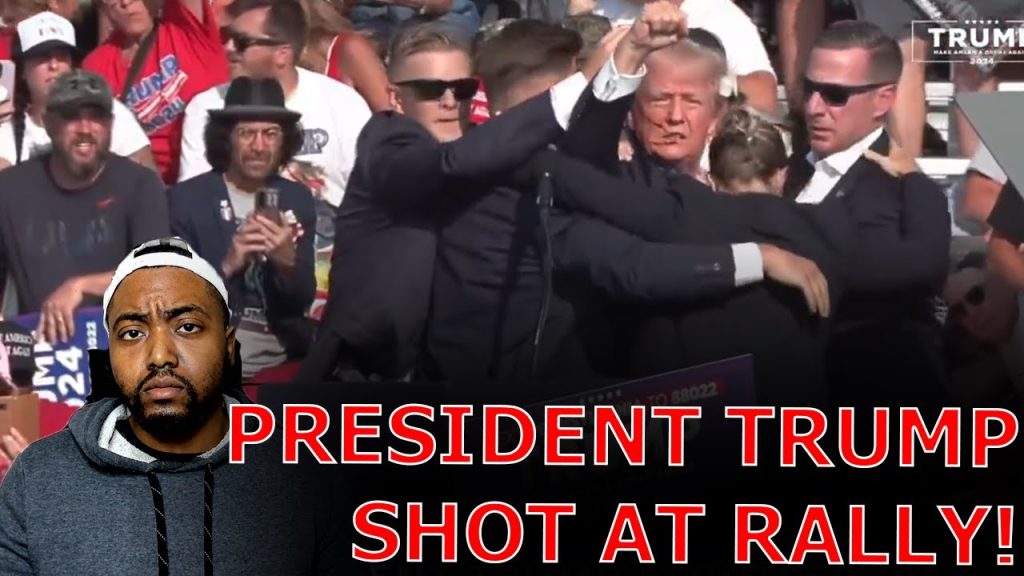 BLOODIED President Trump FIST PUMPS Before RUSHED OFF STAGE After Getting SHOT In The Head At Rally!